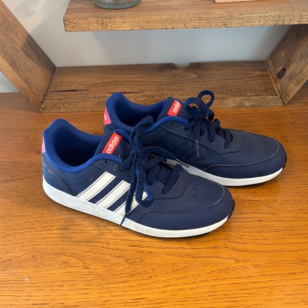 Adidas Navy and White Sneakers with Red Accents
